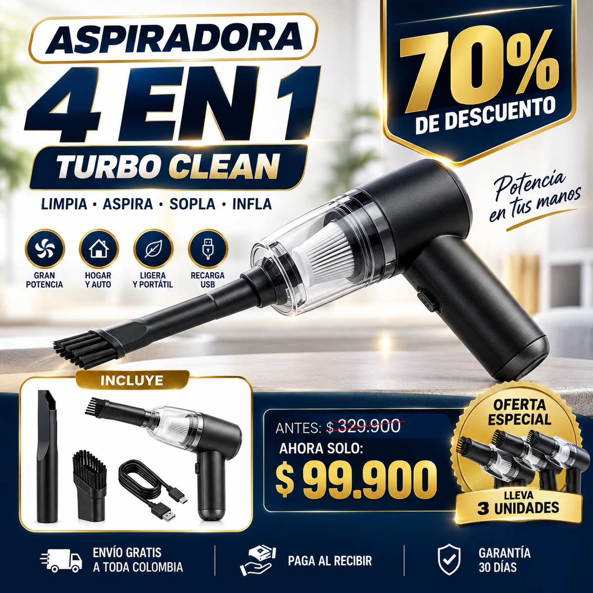 Aspiradora portátil de mano