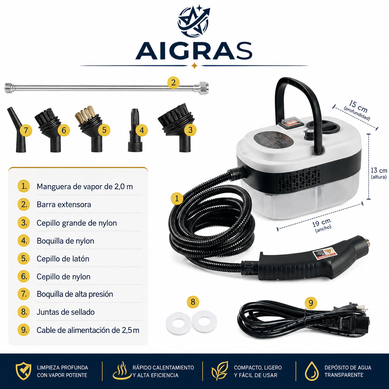Limpiadora a Vapor Multifuncior